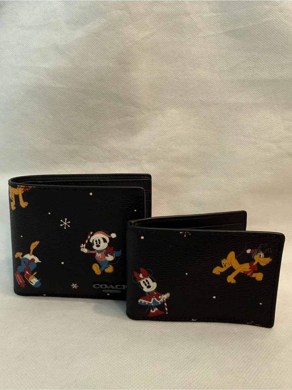 Coach Black Disney Holiday Print Bifold Wallet